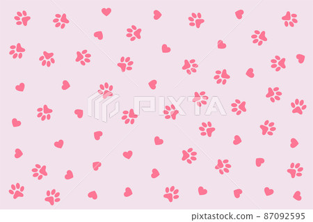 dog or cat paw print with heart pattern design 87092595