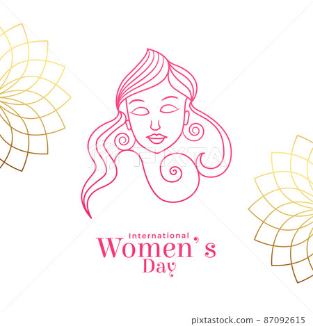 creative womens day background with female in line style creative womens day background with female in line style 87092615
