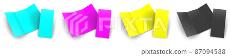 Four CMYK brochure blank template red, green and blue for presentation layouts and design. 87094588