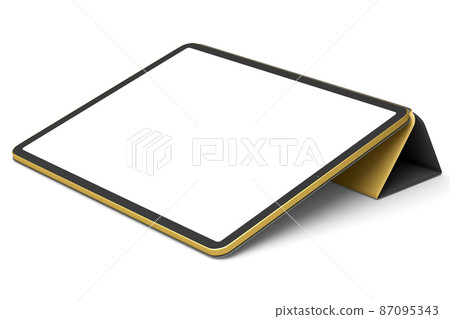 Computer tablet with cover case isolated on white background. 87095343