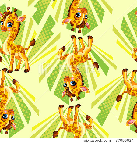 Seamless pattern with cute cartoon giraffes... - Stock Illustration ...