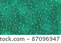 Blurry watercolor emerald green line art background with clover leaves and flowers outlines 87096947