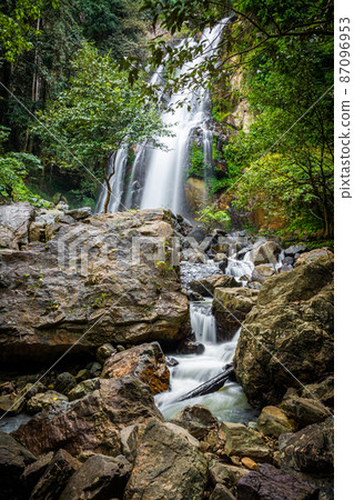 Amazing waterfall in green forest,The terrestrial Halaza Waterfall is in Bang Lang National Park Tham Thalu , Bannang Sata , Yala Thailand Amazing waterfall in green forest,The terrestrial Halaza Waterfall is in Bang Lang National Park Tham Thalu , Bannang Sata , Yala Thailand 87096953