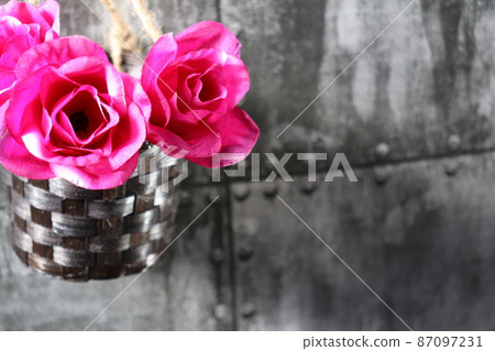 Copy space, red flowers Copy space, red flowers 87097231