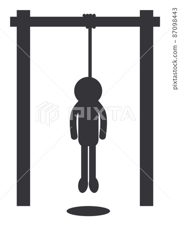 Illustration of a corpse dead by hanging Illustration of a corpse dead by hanging 87098443