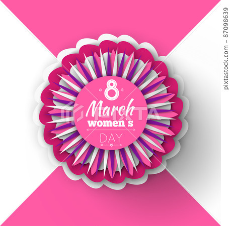 8 March Womens Day Paper Cut Flower Greeting Card 87098639