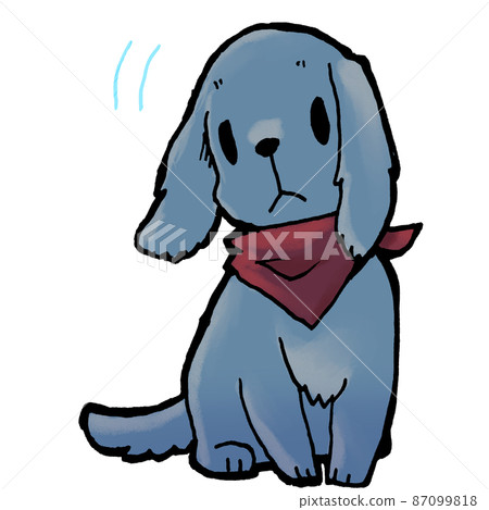 Neck tilting dog black hair red scarf 87099818