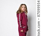 waist-length portrait of a stylish girl in a bordo 87099934