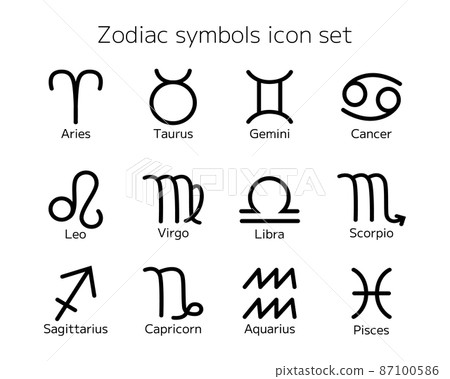 十二星座符號圖標集 87100586