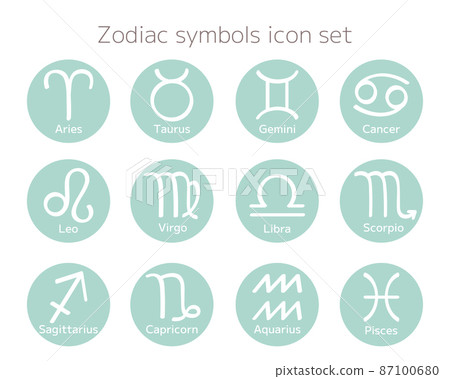 十二星座符號圖標集柔和的顏色 十二星座符號圖標集柔和的顏色 87100680