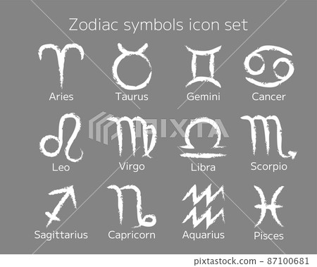 十二星座符號圖標集白色 87100681