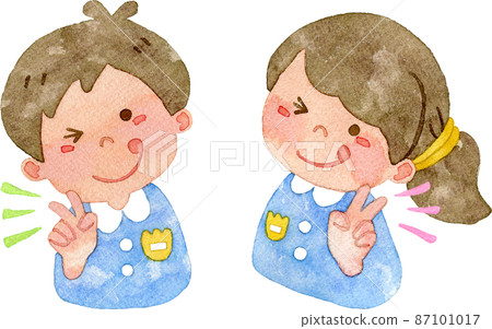 幼兒園孩子做和平的插圖 幼兒園孩子做和平的插圖 87101017