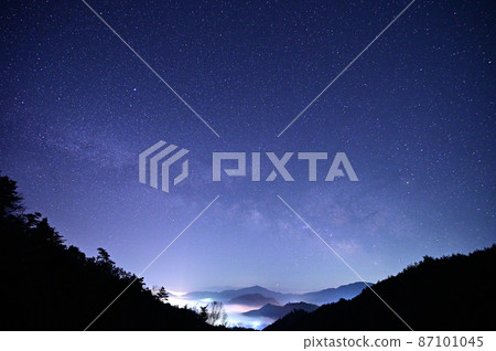 Takeda Castle Ruins and Milky Way Takeda Castle Ruins and Milky Way 87101045