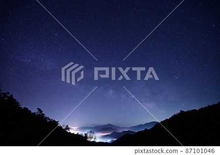 Takeda Castle Ruins and Milky Way Takeda Castle Ruins and Milky Way 87101046