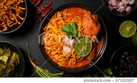 Tasty northern Thai food concept, Khao Soi Kai Tasty northern Thai food concept, Khao Soi Kai 87102087