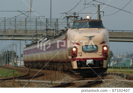 Hokuriku Main Line Kaga-Kasama-Mikawa JR West 485 Series A08 formation (Kyoto) Raicho Hokuriku Main Line Kaga-Kasama-Mikawa JR West 485 Series A08 formation (Kyoto) Raicho 87102407