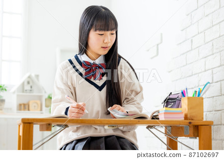 Girl studying at home 87102697
