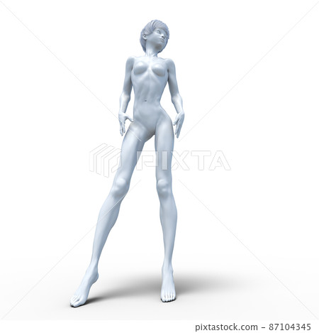 White figure female nude perming3DCG illustration material 87104345