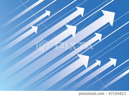 Bright blue gradient background illustration composed of rising image arrows 87104823