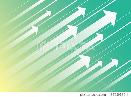 Bright green gradient background illustration composed of rising image arrows 87104824