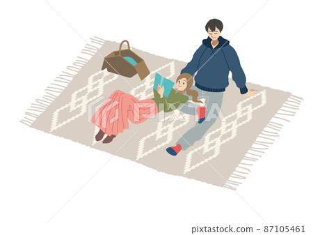 Men and women enjoying a picnic Men and women enjoying a picnic 87105461