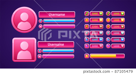 Pink game menu panel, rpg user profiles, rewards Pink game menu panel, rpg user profiles, rewards 87105479