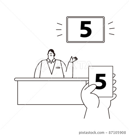 一個數字標籤、一個接待號碼和一個接受的女性的矢量插圖。 87105908