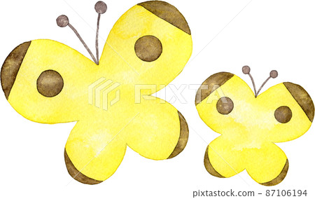 Watercolor illustration of a mother and child butterfly (Columbia montanus) 87106194