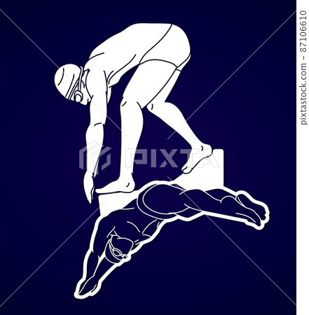 Group of People Swimming Together Swimmer Action Cartoon Sport Graphic Vector 87106610