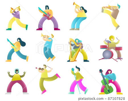 Musicians color cartoon characters, vector isolated illustration Musicians color cartoon characters, vector isolated illustration 87107828