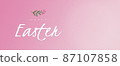 Happy easter banner with text, drawn branch. 87107858
