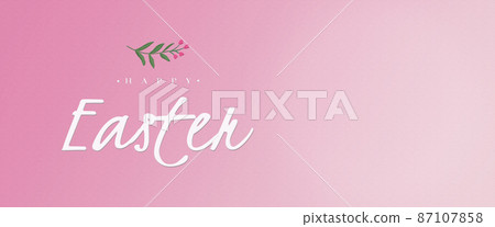 Happy easter banner with text, drawn branch. 87107858