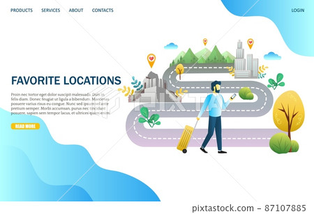 Favorite locations vector website landing page design template Favorite locations vector website landing page design template 87107885