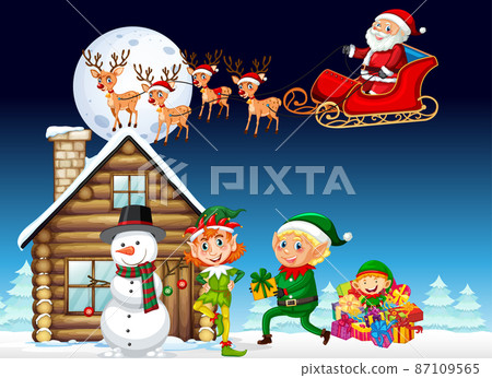 Christmas poster design with Santa Claus on sleigh Christmas poster design with Santa Claus on sleigh 87109565