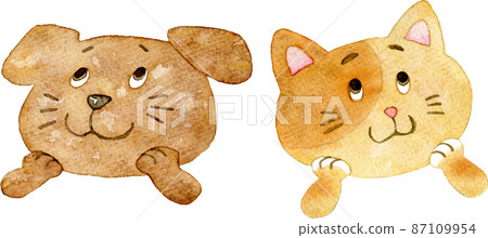 Illustration of an exciting dog and cat 87109954