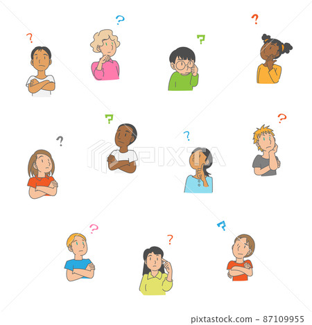 Multi-ethnic children thinking 87109955