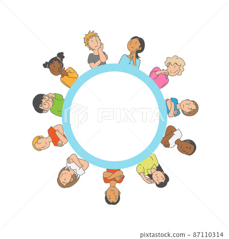 Multi-ethnic children thinking 87110314