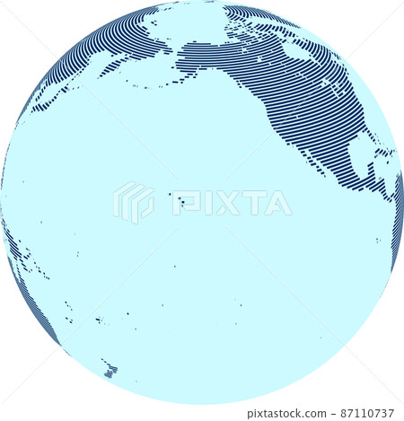 Abstract World map with lines on globe. World stripes map. Vector 87110737