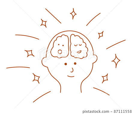 大腦健康，左右腦，幽默的手繪插圖 87111558