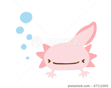Cute smiling axolotl and abuku / hand-drawn illustration material 87112005