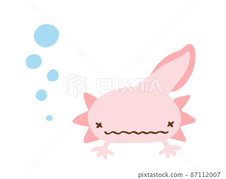 可愛的麻煩臉蠑螈和阿布庫/手繪插圖素材 87112007