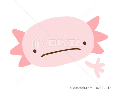 Cute troubled face axolotl / hand-drawn illustration material Cute troubled face axolotl / hand-drawn illustration material 87112012