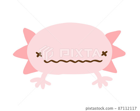 Cute troubled face axolotl / hand-drawn illustration material 87112117