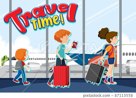 Travel Time typography design with passengers Travel Time typography design with passengers 87113558