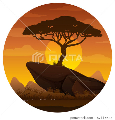 Impala animal silhouette in savanna forest 87113622