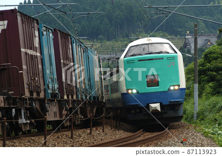 Hokuriku Main Line Kurikara-Tsubata JR East 485 series R23 formation (Niigata) Hokuetsu 87113923