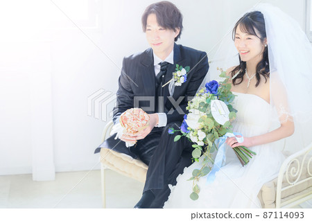婚禮新娘和新郎的形像有一個複制空間 87114093