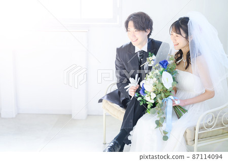 婚禮新娘和新郎的形像有一個複制空間 87114094