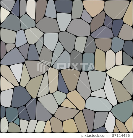 Stone plate paving seamless pattern. Abstract geometric distorted hexagon shapes ornament vector illustration. Black white gray gradient mosaic tracery texture background. eps 10 Stone plate paving seamless pattern. Abstract geometric distorted hexagon shapes ornament vector illustration. Black white gray gradient mosaic tracery texture background. eps 10 87114456