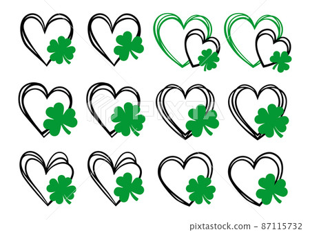 Heart Shamrock Icons Set, Saint Patrick's Day Heart, Four leaf clover, Lucky clover Vector Illustration Heart Shamrock Icons Set, Saint Patrick's Day Heart, Four leaf clover, Lucky clover Vector Illustration 87115732